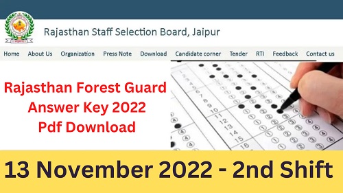 Rajasthan Forest Guard Answer Key 13 November 2022 Shift 2nd-https://myrpsc.in