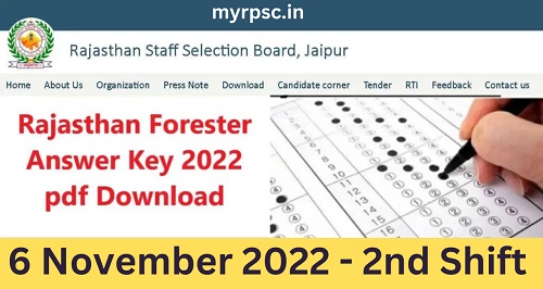 Rajasthan Vanpal Answer Key 2022: 6 November 2022 - 2nd Shift-https://myrpsc.in