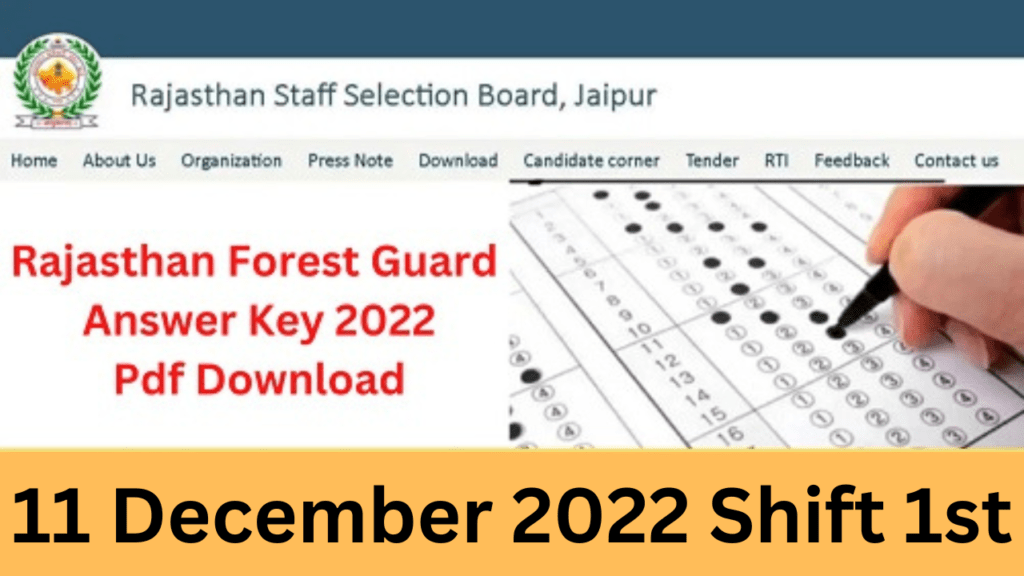 Rajasthan Forest Guard Answer Key 11 December 2022 Shift 1st-https://myrpsc.in