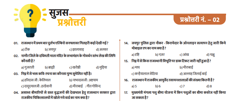राजस्थान सुजस प्रश्नोत्तरी न. 2-https://myrpsc.in